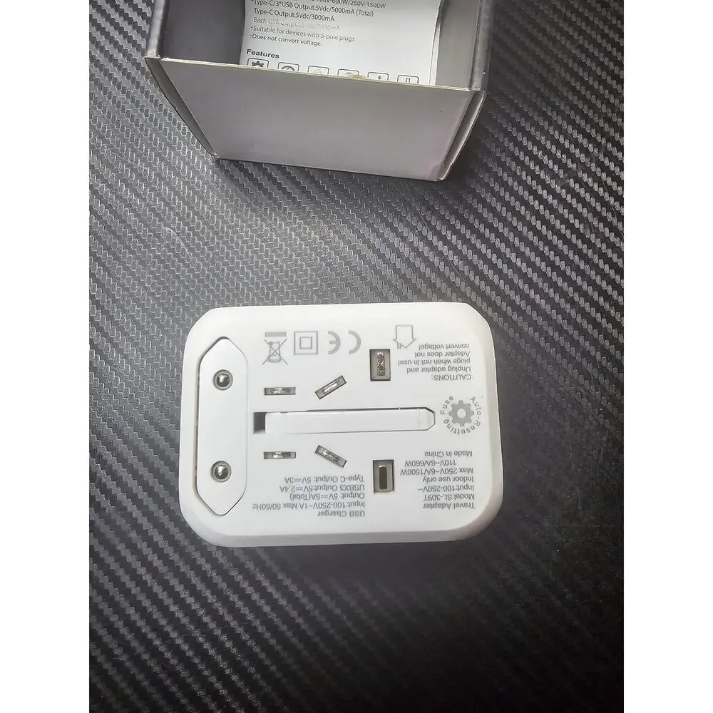 Universal International Charger AC Plug 3 USB-A & 1 USB Type-C - USA EU UK AUS